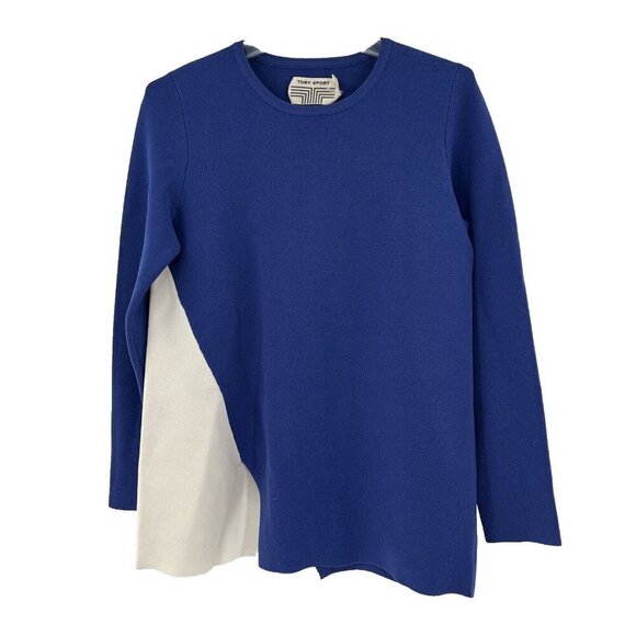 Tory Sport Women's Medium Tunic Blue and White FABRIC FLAW READ - Picture 1 of 10